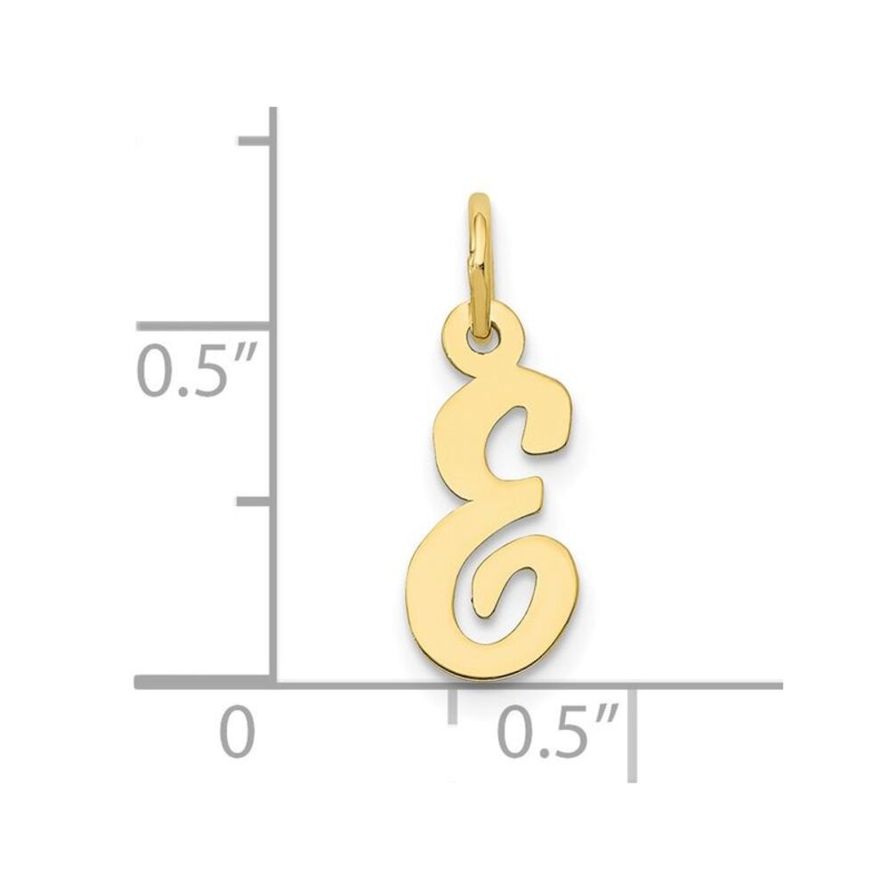 10k Yellow Gold Small Script Initial E Charm - image 3